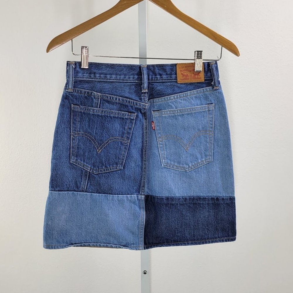 LEVIS Color block Denim Mini Skirt  Sz 25 - Picture 4 of 7
